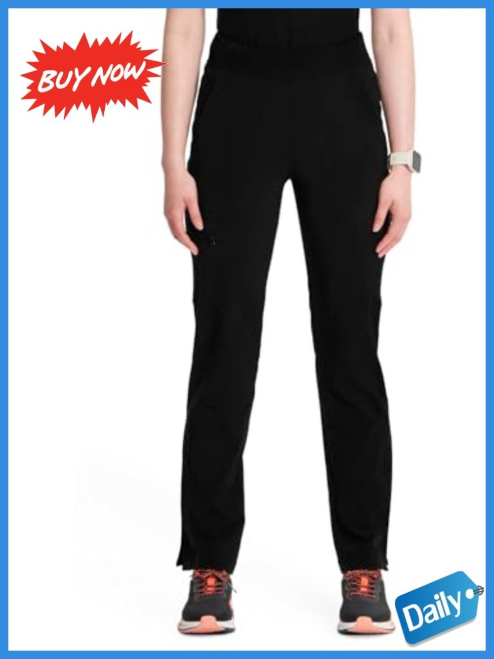 Womens Mid Rise Tapered Leg Scrub Pants 6 Pockets 360 Stretch